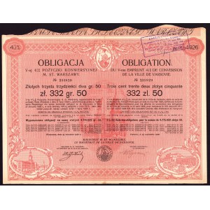 4,5% pożyczka konwersyjna Warszawy na 332,5 złotych 1925, Em. V
