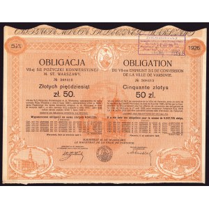 5,5% pożyczka konwersyjna Warszawy na 50 złotych 1925, Em. VII