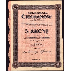 Cukrownia Ciechanów, akcja na 500 złotych 1931