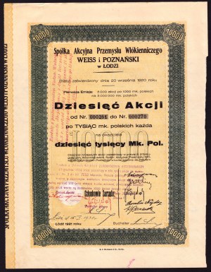 Weiss and Poznansky in Lodz, 10,000 mkp 1921