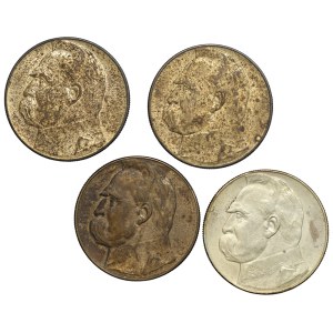 II RP, 10 złotych (1935-1936), Józef Piłsudski, zestaw 4 sztuk monet
