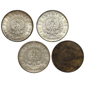 II RP, 10 złotych (1935-1936), Józef Piłsudski, zestaw 4 sztuk monet