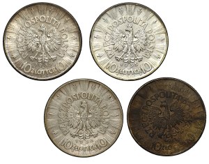 II RP, 10 zloty (1935-1936), Jozef Pilsudski, set of 4 coins