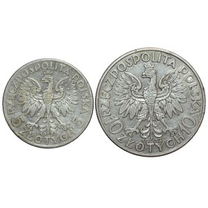 II RP, 5 i 10 złotych (1932-1933), zestaw 2 sztuk monet