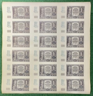 Sheet of 18 20 zloty banknotes 1940 - German occupation, Emission Bank in Poland