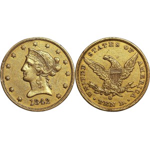 USA, 10 dolarów 1842, (O) Nowy Orlean, RZADKA moneta