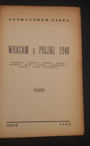 Aleksander Janta I am returning from Poland 1948