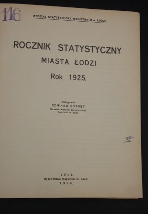 Statistical Yearbook of the City of Lodz Year 1925