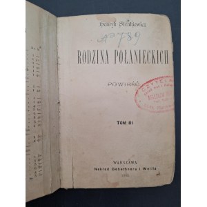 Henryk Sienkiewicz Rodzina Połanieckich Powieść Tom III Rok 1895