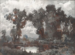 Bronisław Jamontt (1886 Dokudów - 1957 Toruń), Drzewa nad stawem, 1943