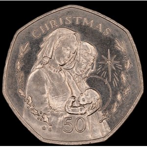 Gibraltar. 50 Pence 1990 Christmas