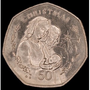 Gibraltar. 50 Pence 1990 Christmas
