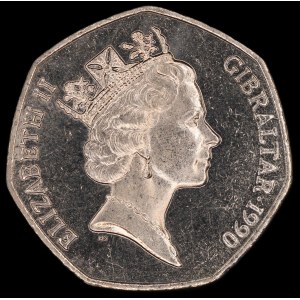 Gibraltar. 50 Pence 1990