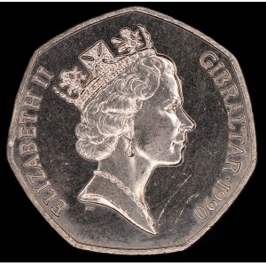 Gibraltar. 50 Pence 1990