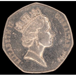 Gibraltar. 50 Pence 1990