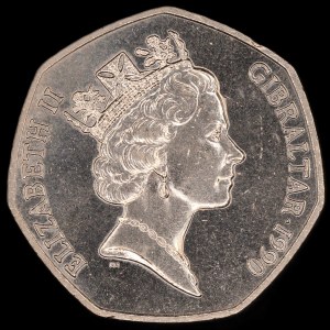 Gibraltar. 50 Pence 1990