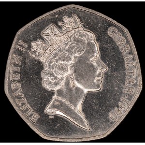 Gibraltar. 50 Pence 1990
