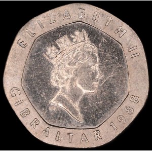 Gibraltar. 20 Pence 1988