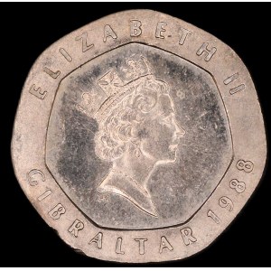 Gibraltar. 20 Pence 1988