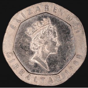 Gibraltar. 20 Pence 1988