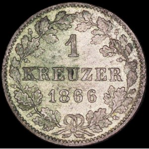 Germany. Württemberg 1 Kreuzer 1866 Silver
