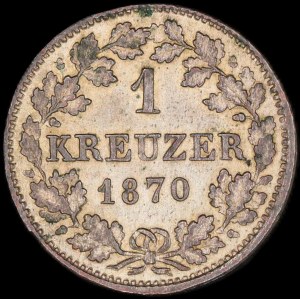 Germany. Hesse Darmstadt 1 Kreuzer 1870 Silver