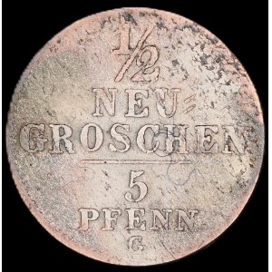 Germany. Saxony 1/2 Neu Groschen 5 Pfennig 1843 Silver