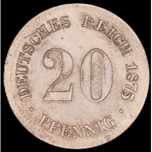 Germany. Empire 20 Reichspfennig 1875 F Stuttgart Silver