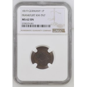 Germany. Frankfurt 1 Pfennig 1819