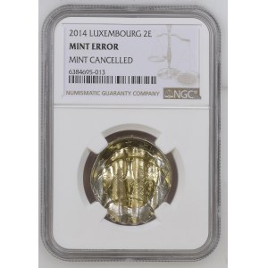 Luxembourg. 2 Euros 2014 Mint Error Waffle Cancelled Multiple Strikes