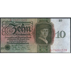 Germany. Weimar Republic 10 Marks 1924 Reichsbanknote