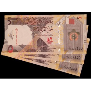 Qatar. 3 Pcs of 5 Riyals 2022