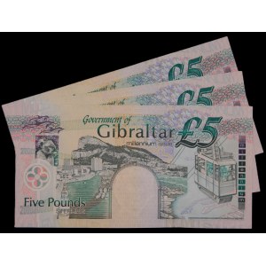 Gibraltar. 3 Pcs of 5 Pounds 2000 Commemorative