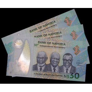 Namibia. 3 Pcs of 30 Dollars 2020 Polymer