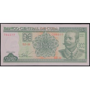 Cuba. 5 Pesos 2016 Replacement
