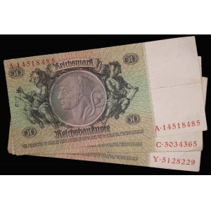 Germany. 3 Pcs of Weimar Republic 50 Marks 1933
