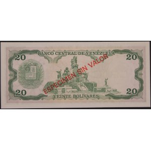 Venezuela. 20 Bolivares 1981 Specimen