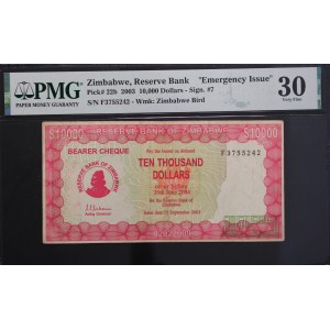 Zimbabwe. 10000 dolarów 2003 Pełniący obowiązki gubernatora
