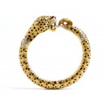 FRASCAROLO & C., FRASCAROLO & C. Enamel diamond ruby gold leopard bangle