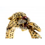 FRASCAROLO & C., FRASCAROLO & C. Enamel diamond ruby gold leopard bangle