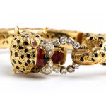FRASCAROLO & C., FRASCAROLO & C. Enamel diamond ruby gold leopard bangle