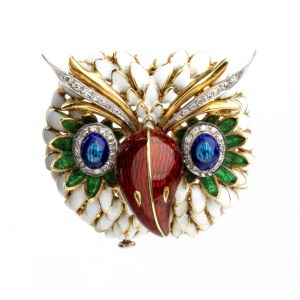 LUNATI, LUNATI Diamond enamel gold animalier brooch