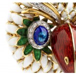 LUNATI, LUNATI Diamond enamel gold animalier brooch