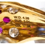 Burma Sapphire (no treated) Diamond and Ruby Dome Cocktail Ring
