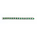 Bracelet en or avec lignes d'émeraudes et rubans de diamants