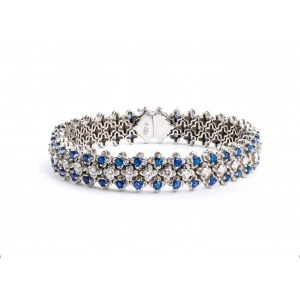 Blue sapphire diamond gold bracelet
