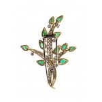 Gold emeralds and diamonds brooch