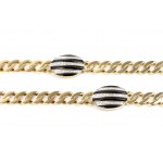 Long gold necklace with black enamel and diamonds