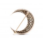 Victorian Diamond Crescent Moon Brooch
