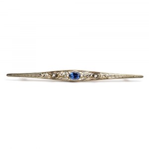 Gold and silver sapphire barrette brooch